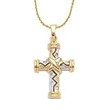 14K Two-Tone Diamond Cross Pendant