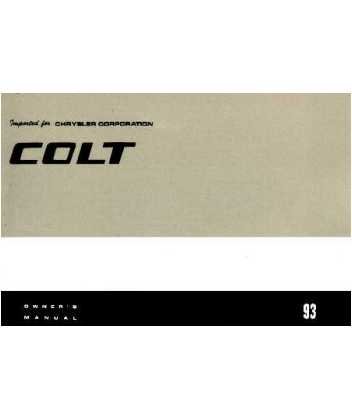 1993 DODGE COLT Owners Manual User Guide
