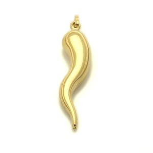 14K Gold Horn Italian Pendant Yellow Gold Charm by