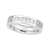 14K White Gold Diamond Handwoven Wedding Band Duo - Lady's Ring