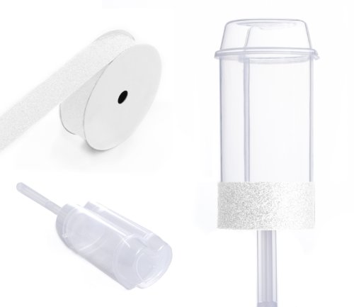 Dress My Cupcake DMC91915 Heart Shaped Clear Push Pops 100-Pack Plastic Containers with Lid DIY Kit, White Glitter