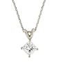 18k White Gold Princess Cut Diamond Solitaire Pendant (1ct , H-I, SI2)