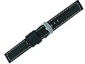 Pure Grey Unisexarmband Basel 01,01, Kalblederband 18 mm, weisse Ziernaht, Breitdornschließe stahlmatt gebürstet, extra verstärkten Schlaufen