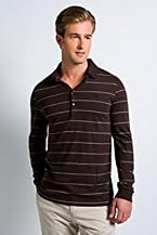 Club Collection Long Sleeve Wide Stripe Cotton/Wool Blend Jersey Polo