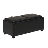 Metro Storage Ottoman with Dual Cushions and Trays (Mocha Brown Faux Leather) (42.00W x 18.00H x 20.00D)
