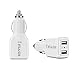 iFlash® USB 24W / 4.8A Dual-Port Car Charger - Simultaneous, full-speed charging (White)