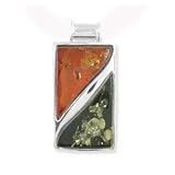 .925 Silver and Amber Rectangular Pendant