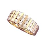 14K 1.00 CTW Triple Row Diamond Band