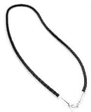  : Sterling Silver Black Leather 20" Cord Chain Necklace