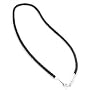Sterling Silver Black Leather 24" Cord Chain Necklace