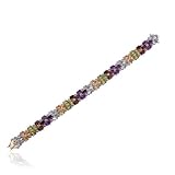 18k Yellow Gold Plated Sterling Silver Genuine Multi-Gemstone Bracelet, 8
