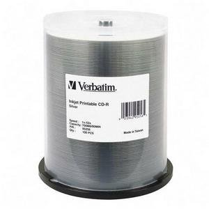 Verbatim 100 x CD R 700 MB 52x silver ink jet printable surface spindle storage media