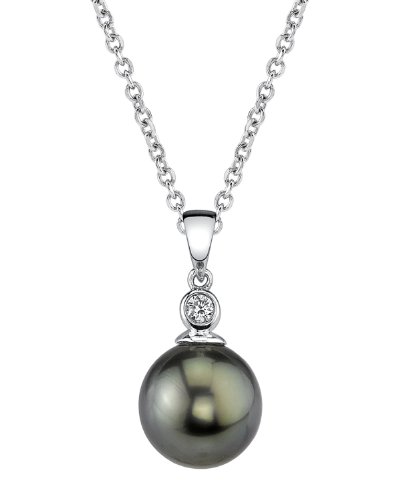 14K Gold Tahitian South Sea Cultured Pearl & Diamond Michelle Pendant Necklace