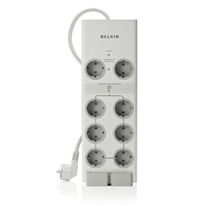 Belkin Conserve Switch, 360 J, 120 V, 1800 W, 1.2 m, Gris, Blanco, 757 g