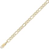 9ct Premium Quality 3+1 Figaro Anklet 10in/25cm