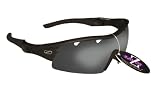 RayZor Professional Lightweight UV400 Black Sports Wrap Running Sunglasses, With a 1 Piece Vented Smoked Mirrored Anti-Glare Lens.