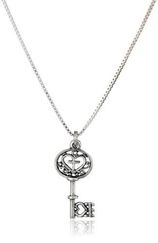 Bob Siemon Sterling Silver Filigree Key Pendant Necklace, 18