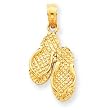 14k 3-D Ocean City Flip-Flops Pendant - JewelryWeb