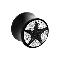 9/16" Austrian Crystal Black Star Saddle Plug