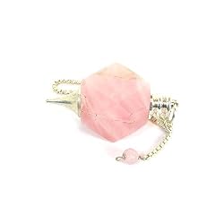 Multi Faceted Rose Quartz Gemstone Pendulum with Silver Caps, Metaphysical Dowsing Tool