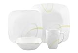 Corelle Square Vitrelle 16 Piece Dinnerware Set, Modern Lines