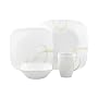 Corelle Square Vitrelle 16-Piece Dinnerware Set, Service for 4, Modern Lines