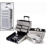 3 Stack Silver Rolling Cosmetic Case (Silver) (14.5