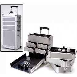 3 Stack Silver Rolling Cosmetic Case (Silver) (14.5