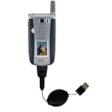 Retractable USB Cable for the Sanyo MM-9000 with Power Hot Sync and Charge capabilities - Gomadic Brand w/ TipExchange Technology
