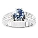 Cathedral Channel Set Engagement Platinum Ring with Fancy Blue Diamond