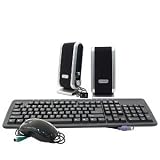 3-in-1 PS/2 Keyboard, Optical Mouse & Speakers Kit (Black/Silver)