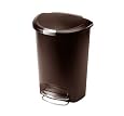 simplehuman deluxe semi-round plastic step trash can - 50L mocha