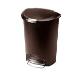 simplehuman deluxe semi-round plastic step trash can - 50L mocha