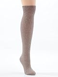 Womens Slouch Rib Knee Socks Cashmere Virgin Wool Blend Sock 8 Color Options Black Brown Plum Taupe Royal Blue Glass Gray or Merlot Color: Taupe
