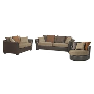 Sofa, Loveseat & Swivel Chair - Camel/Chocolate