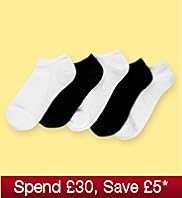 5 Pairs of Cotton Rich Assorted Trainer Liner Socks