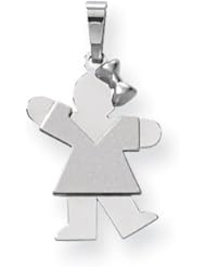 14k White Gold Small Girl w/Bow on Right Engravable Charm Cyber Monday Special