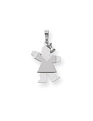 14k White Gold Small Girl w/Bow on Right Engravable Charm