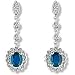 18 carat White Gold 0.26 carat Sapphire and 0.70 carat Fine Diamond cluster studded drop earrings
