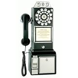Crosley 1950's Classic Pay Phone, Black - Model CR56BK Telephones by Telephones