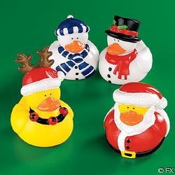 One Dozen (12) Christmas Holiday Rubber Ducky Party Favors