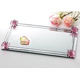 9X14 OPEN PINK ROSE MIRROR TRAY