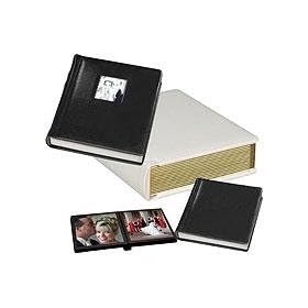 Flora Bella Series, Professional Library Bound Album, Medallion - Black Cover with Black Trimmed Black Pages, 12 Page Capacity Holds 24 8x10 Photos.