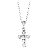 10K White Gold 1/10 ct. Diamond Cross Pendant with Chain