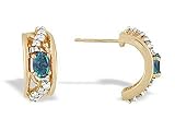 14K Yellow Gold Oval Created Alexandrite and Diamond Hoop Earrings