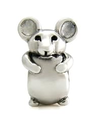 Genuine Ohm Beads (TM) Product. 925 Sterling Silver Standing Mouse Threaded European Bead Charm. 100% Satisfaction Guaranteed.