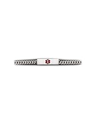 Sterling Silver Medical Alert ID Curb Chain Bracelet - Length 7 Inch