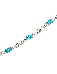 14kt Yellow Gold Oval Blue Topaz and Diamond Bracelet