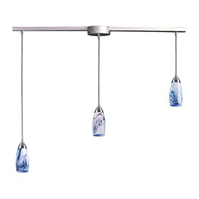 Milan - 3 Light Kitchen Island Pendant Track Lighting Fixture - Brushed Nickel - Blue... by Elk