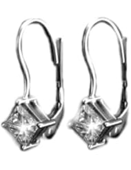 VS 0.50Ct Princess Diamond Solitaire Drop Earrings 14K Gold Cert